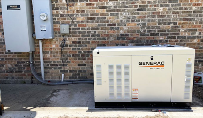 An installed industrial grade Generac standby generator
