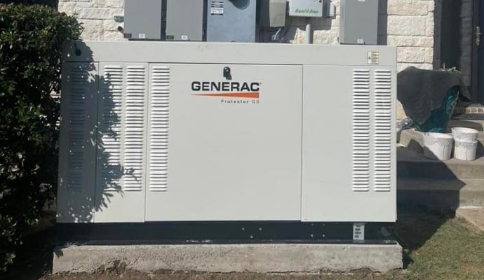 Backup generator installed beside the garden