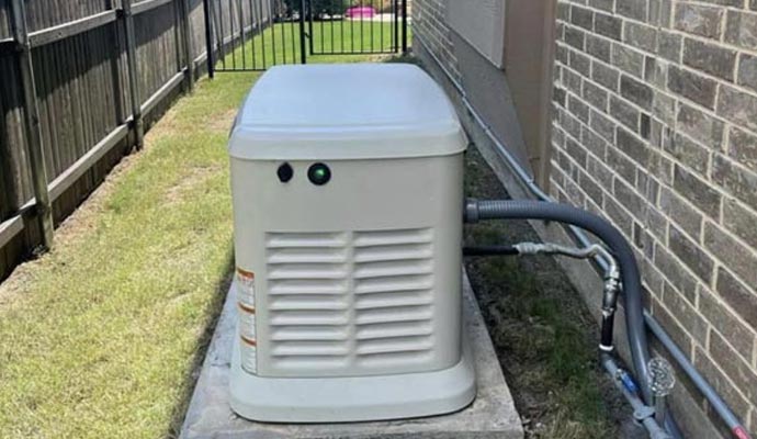 Battery backup installed outside building.