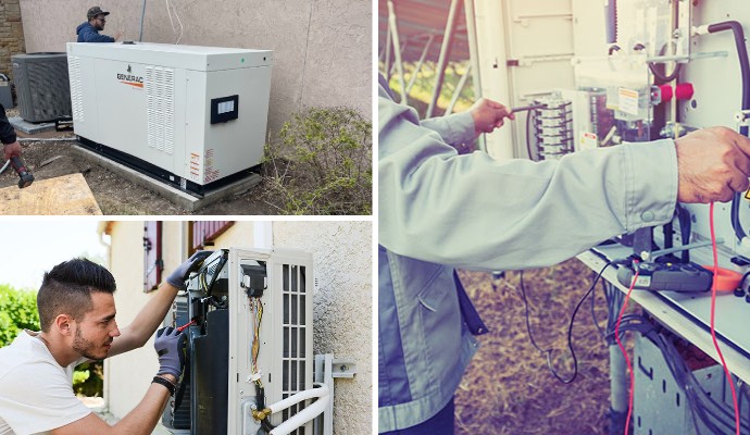 Collage of generator installing repairing and servicing