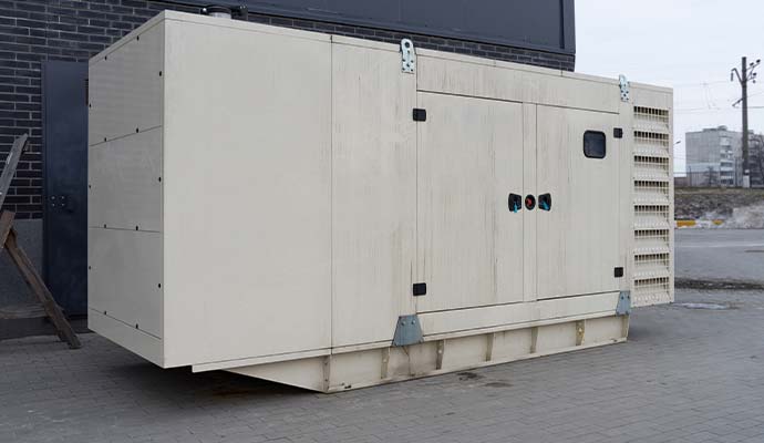 Commercial standby diesel generator outside building