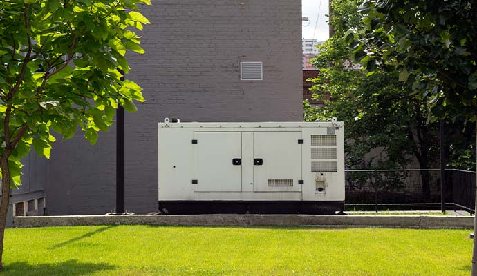 Commercial standby generator installed on lawn