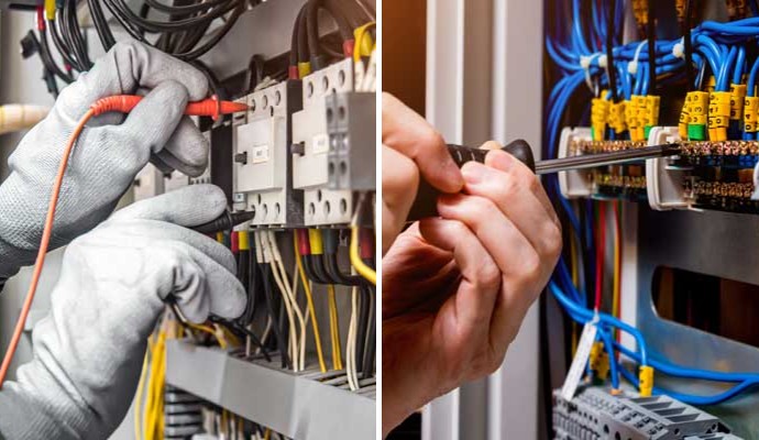 Collage of electrical upgrade and repair