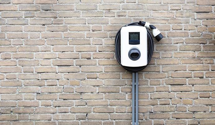 EV chargers mounted on a wall