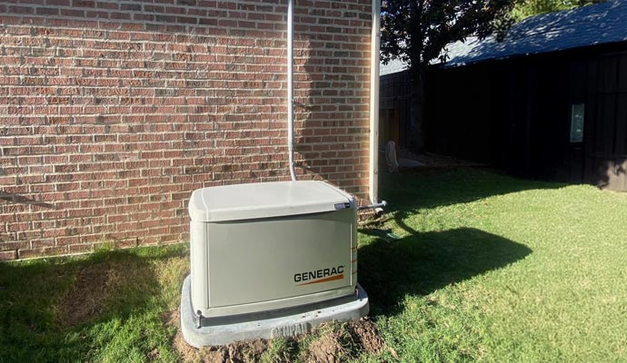 Generac generator installed in backyard