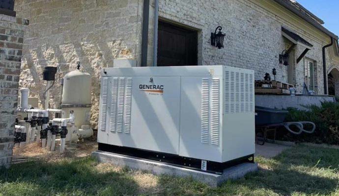 Generac generator installed near utilities area