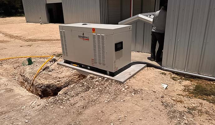 Generac generator installed outside of a commercial building