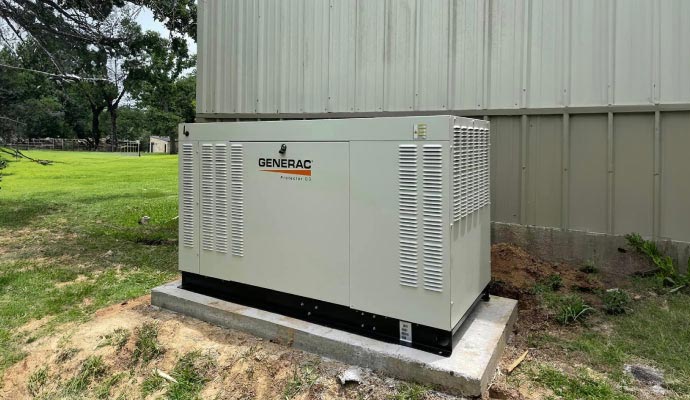 Generac generator installed outside of a building