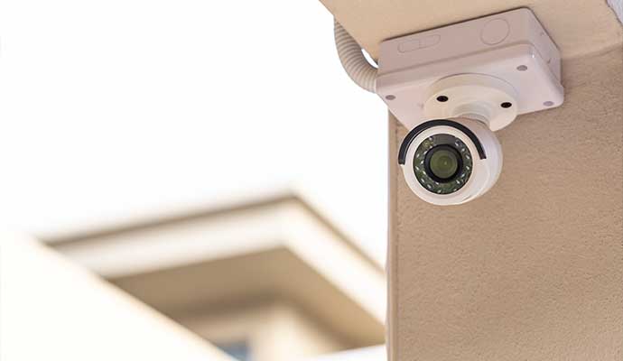 An installed security camera