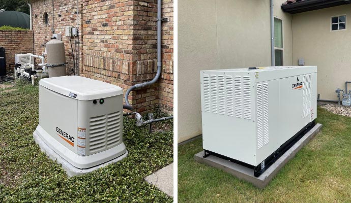 Collage of installed backup generators