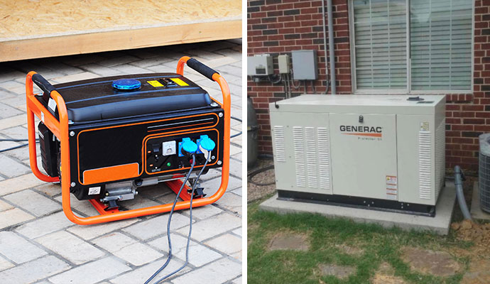 Collage of portable and whole house generator