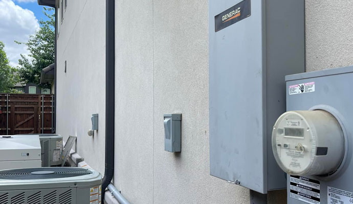 Electrical panel and meter mounted on wall