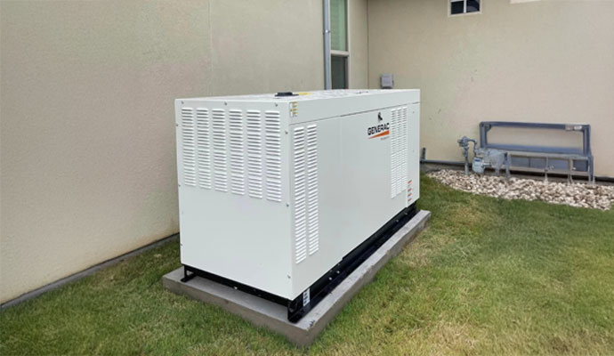 Generator installed outside a building