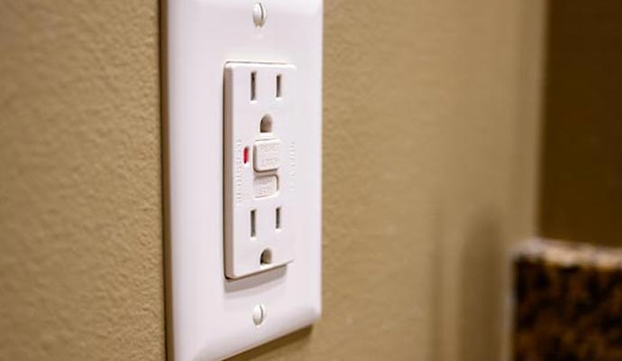 GFCI switch installed on wall