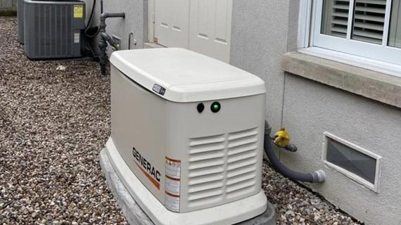installed generator in front of house