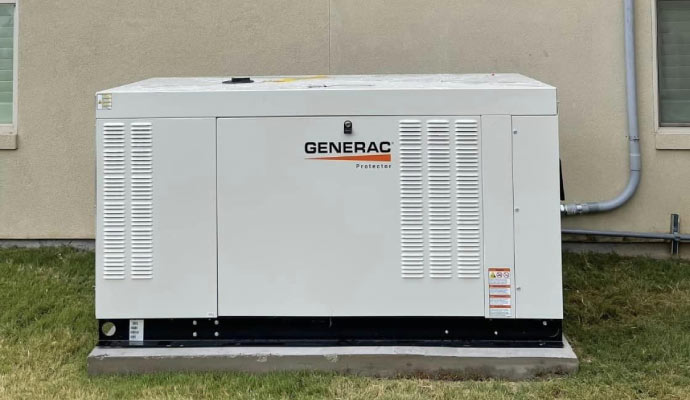 A standby generator installed in outside of house