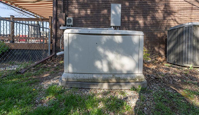 Outdoor standby generator providing reliable backup power for a home