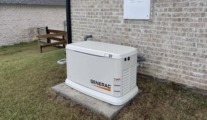Outside home generator installed